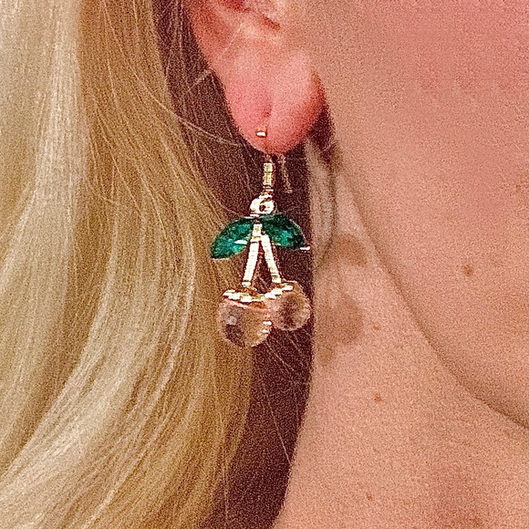 Anthro Pink cherry drop earrings - Picture 5 of 6